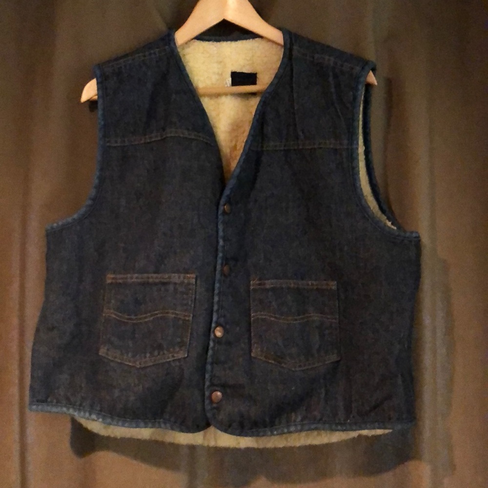 Vintage Demin Faux Fleece Lined Vest